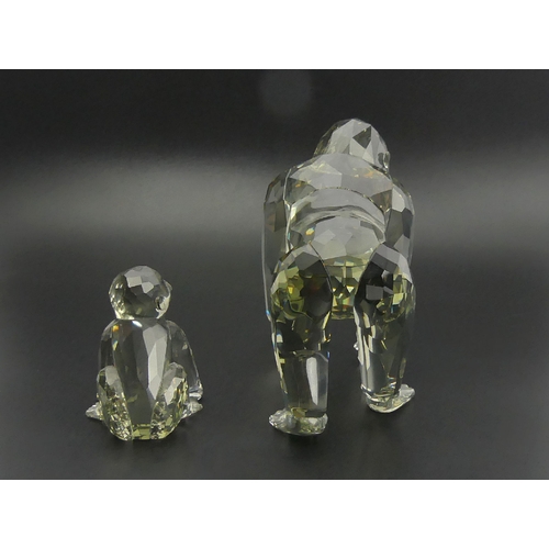 283 - SCS Swarovski Endangered Wildlife Gorillas Mother and Cub figure, with box and certificate, largest ... 