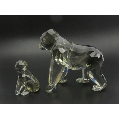 283 - SCS Swarovski Endangered Wildlife Gorillas Mother and Cub figure, with box and certificate, largest ... 