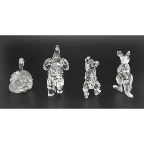 285 - Swarovski crystal figures, a swan, kangaroo, lion cub, and elephant in original boxes, elephant 6.5c... 