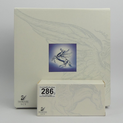 286 - Swarovski 1998 annual edition figure Pegasus with his stand both boxed with certificate of authentic... 