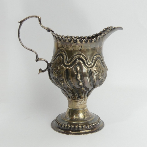 114 - Georgian silver cream jug, London 1771, 78 grams, 10.8cm. UK Postage £12.