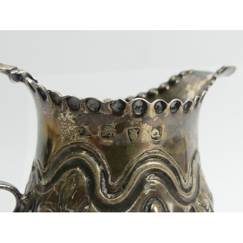 114 - Georgian silver cream jug, London 1771, 78 grams, 10.8cm. UK Postage £12.