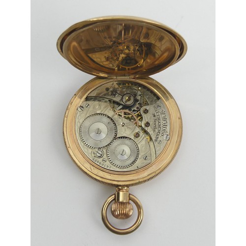 78 - Waltham gold plated full hunter pocket watch, 63 x 46mm. UK Postage £12.