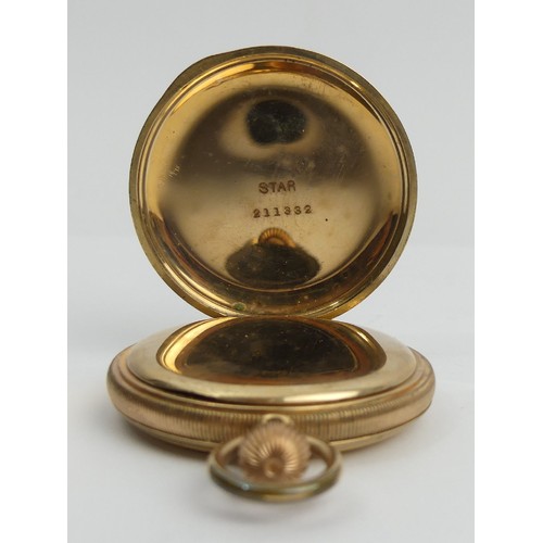 78 - Waltham gold plated full hunter pocket watch, 63 x 46mm. UK Postage £12.