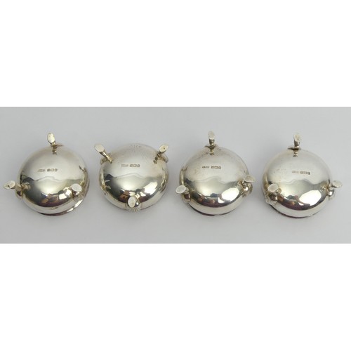 108 - A set of four silver salts and spoons, Sheffield 1902, 216 grams. UK Postage £12.