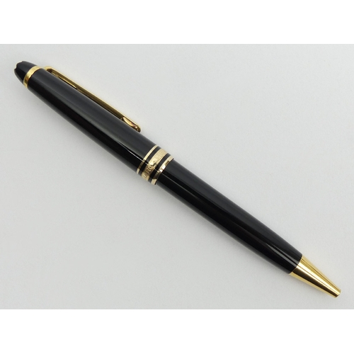 150 - Mont Blanc Meisterstuck ball point pen in black and gold, 13.5cm, UK Postage £12.