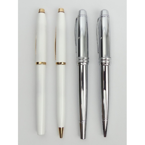 152 - A Cross ballpoint and ink pen, four pen set in a faux crocodile case, 13.5cm. UK Postage £12.