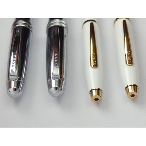 152 - A Cross ballpoint and ink pen, four pen set in a faux crocodile case, 13.5cm. UK Postage £12.