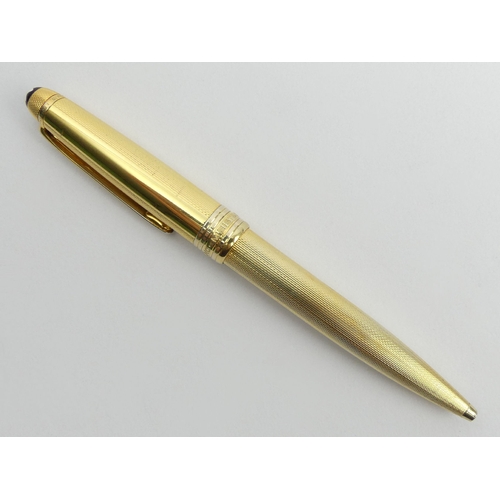 154 - Mont Blanc gold plated Meisterstuck ballpoint pen, 13.2cm. UK Postage £12.