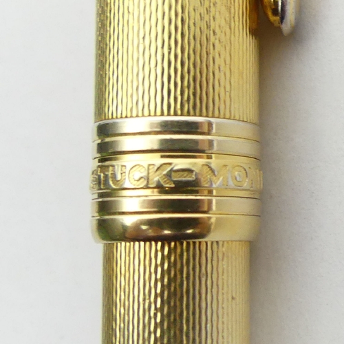 154 - Mont Blanc gold plated Meisterstuck ballpoint pen, 13.2cm. UK Postage £12.