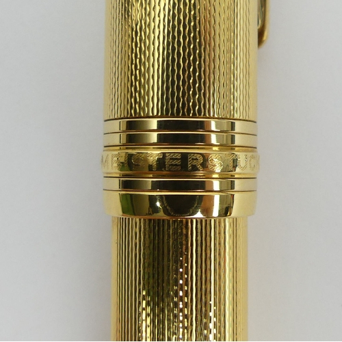 156 - Mont Blanc Meisterstuck gold plated fountain pen M.I.B., 14cm. UK Postage £12.