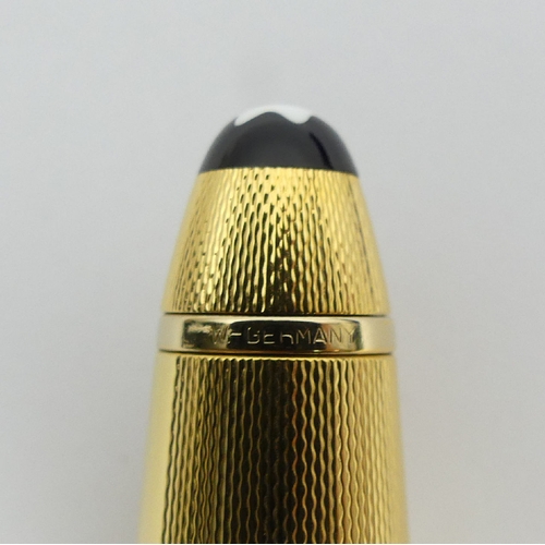 156 - Mont Blanc Meisterstuck gold plated fountain pen M.I.B., 14cm. UK Postage £12.