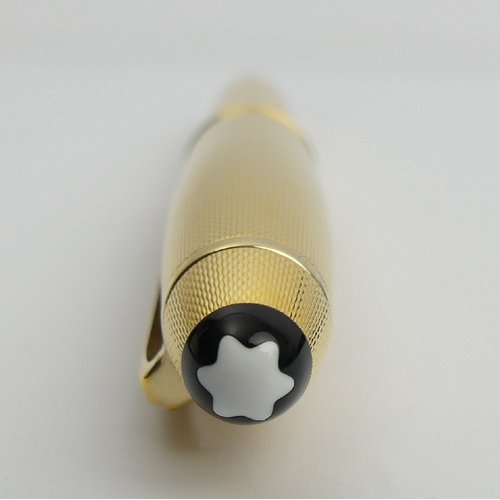 156 - Mont Blanc Meisterstuck gold plated fountain pen M.I.B., 14cm. UK Postage £12.