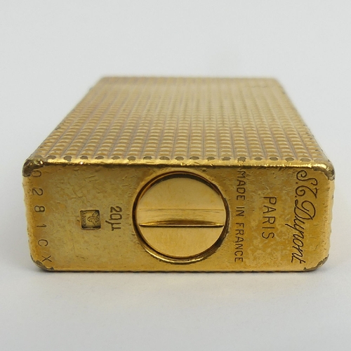 162 - S.T. Dupont Paris gold plated butane lighter, 58mm. UK Postage £12.