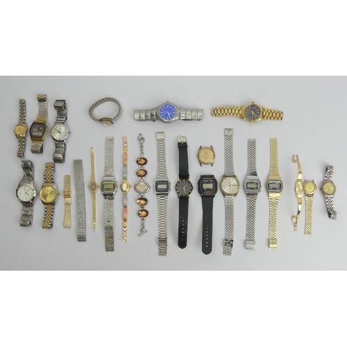 91 - A box of various wristwatches including a Seiko Automatic. UK Postage £14.