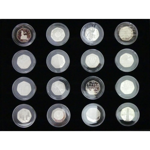 100 - The Royal Mint UK 2009 50p silver proof collection, including Kew Gardens with it's booklet. UK Post... 