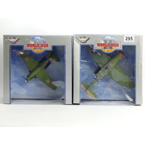 295 - World War II series 1:48 scale diecast planes - A Mig - 3 and a P470 Thunderbolt, both boxed. UK Pos... 