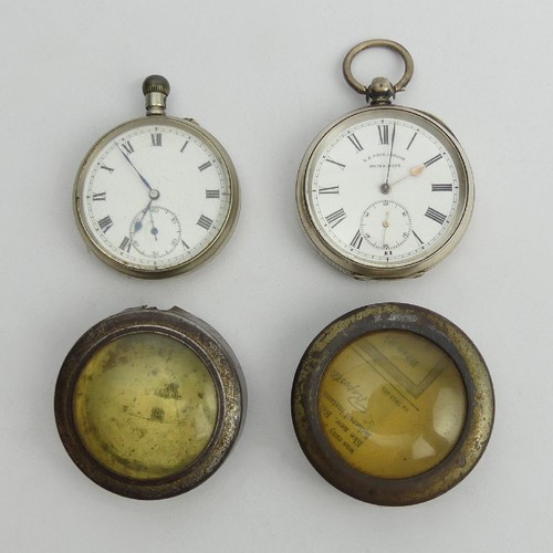 89 - A 935 standard silver open face pocket watch, H.E. PECK London, and a nickel cased open face example... 