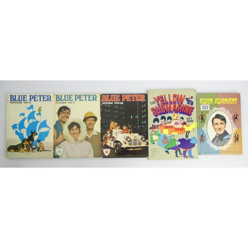 323 - Yellow Submarine gift book, Adam Adamant Annual and three Blue Peter Annuals 4, 5, & 6. UK Postage £... 