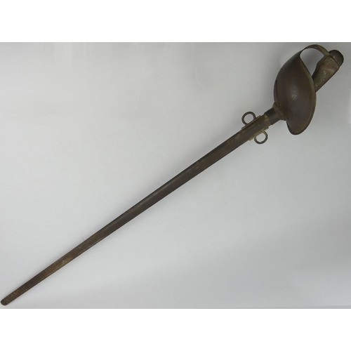 136 - A World War II cavalry sword and scabbard, 112cm. UK Postage £22.