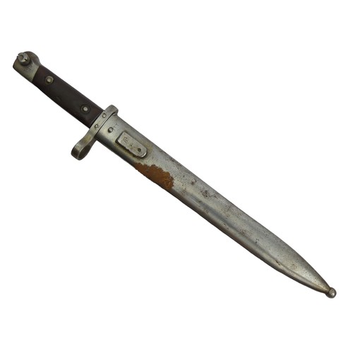 129 - World War II  bayonet and scabbard probably British, 37.5cm. UK Postage £14.