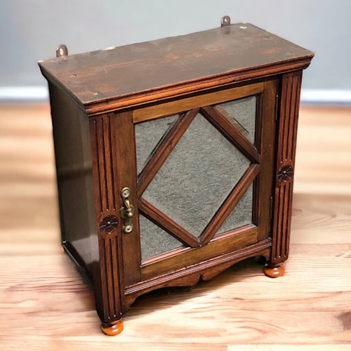 396 - Victorian Walnut mirrored hanging cupboard, 48cm x 23cm 53cm. Collection only.