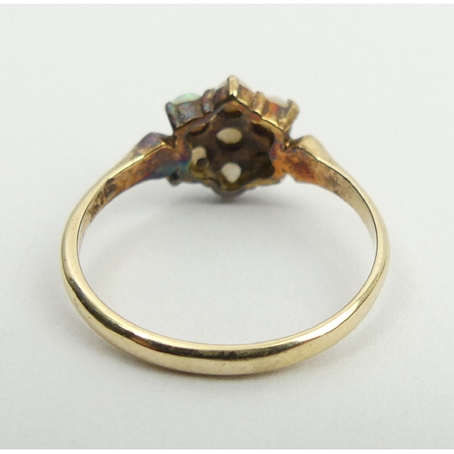 22 - 9ct gold opal seven stone ring,1.7 grams, 9.3mm, size N, UK postage £12.