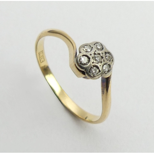 5 - 18ct gold and platinum diamond seven stone ring, 2 grams 6.9mm, size O. UK postage £12