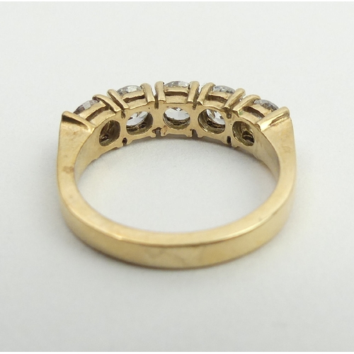 6 - 9ct gold five stone ring, 3.5 grams, 4.6mm, size K. UK postage £12.