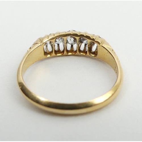 25 - Edwardian 18ct gold five stone diamond ring, London 1906, 2.9 grams, 5.6mm, size M1/2. UK postage £1... 