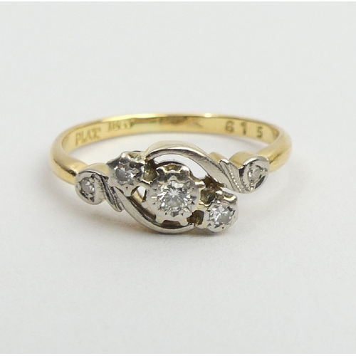 26 - 18ct gold and platinum five stone diamond ring, 2.7 grams, 6.5mm, size M, size M. UK postage £12.