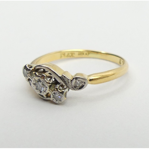 26 - 18ct gold and platinum five stone diamond ring, 2.7 grams, 6.5mm, size M, size M. UK postage £12.