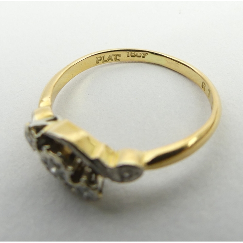 26 - 18ct gold and platinum five stone diamond ring, 2.7 grams, 6.5mm, size M, size M. UK postage £12.