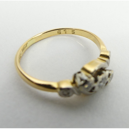 26 - 18ct gold and platinum five stone diamond ring, 2.7 grams, 6.5mm, size M, size M. UK postage £12.