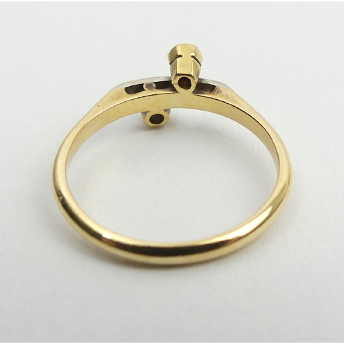 30 - 18ct gold and platinum diamond two stone ring, 2.1 grams, 7.3mm, size L. UK postage £12.