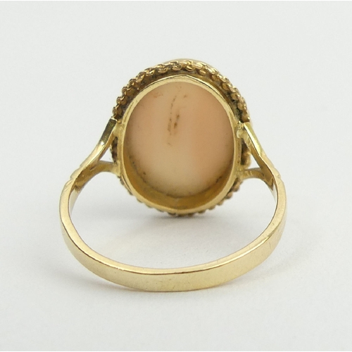 44 - 18ct gold coral ring, 3.6 grams, 17.2mm, size M1/2,  UK Postage £12.