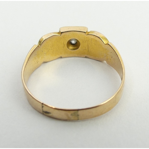 48 - Edwardian 18ct gold diamond and seed pearl ring, Chester 1910, 3.2 grams, 6.8mm, size O.  UK Postage... 