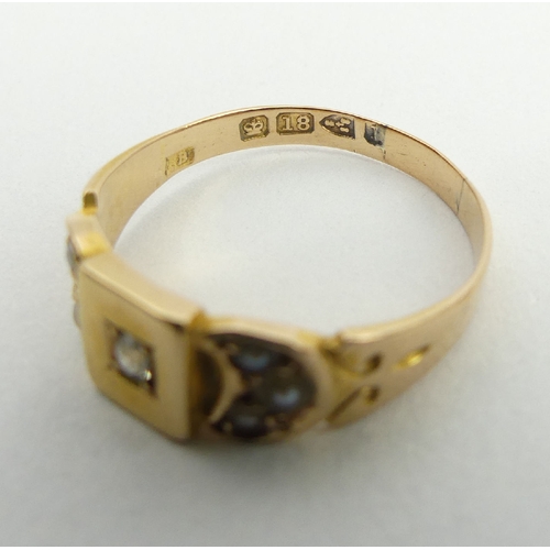 48 - Edwardian 18ct gold diamond and seed pearl ring, Chester 1910, 3.2 grams, 6.8mm, size O.  UK Postage... 