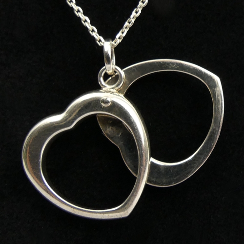 64 - Links of London Love Note heart pendant and chain, London 2011, 11.5 grams, chain 44cm pendant 3cm. ... 