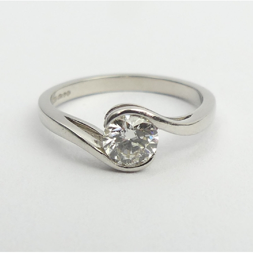 75 - 18ct white gold diamond ring, approx .7ct, 3.4 grams, 6.2mm, size L. UK Postage £12.