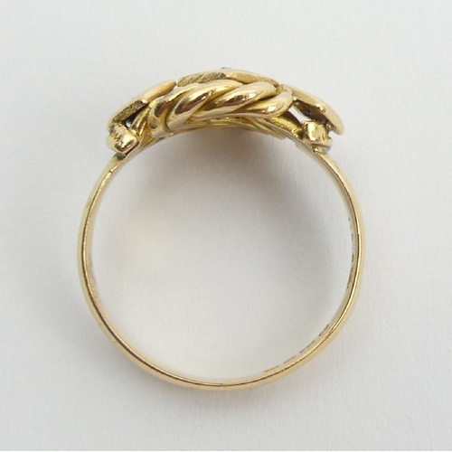 101 - 18ct gold diamond set knot ring, London 1918, 4.5 grams, 10.6mm, size L. UK Postage £12.