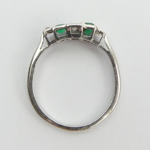 102 - Art Deco emerald and diamond ring, 2.6 grams, 5.25mm, size K. UK Postage £12.