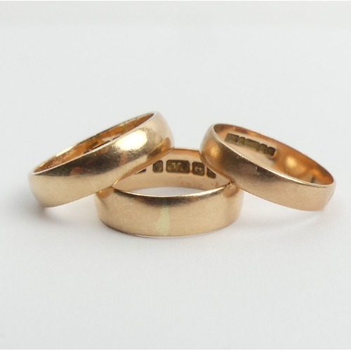 103 - Three 9ct rose gold wedding rings, 7.8 grams, sizes M, M1/2, N. UK Postage £12.