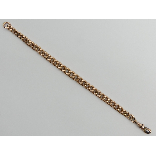 104 - 9ct  rose gold solid curb link bracelet, 23.5 grams, 19cm long, 7.4mm widest. UK Postage £12.