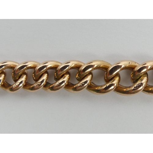 104 - 9ct  rose gold solid curb link bracelet, 23.5 grams, 19cm long, 7.4mm widest. UK Postage £12.