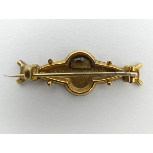 114 - Edwardian 9ct gold Mizpah brooch, Birm. 1903, 1.5 grams, 32mm. UK Postage £12.