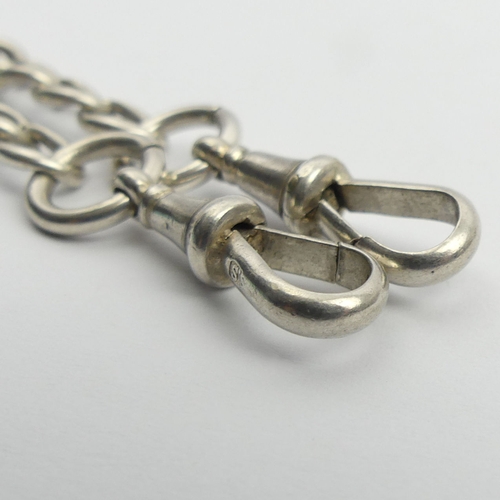 115 - Victorian silver double clip graduated curb link pocket watch chain, London 1897, 54.8 grams, 47cm. ... 