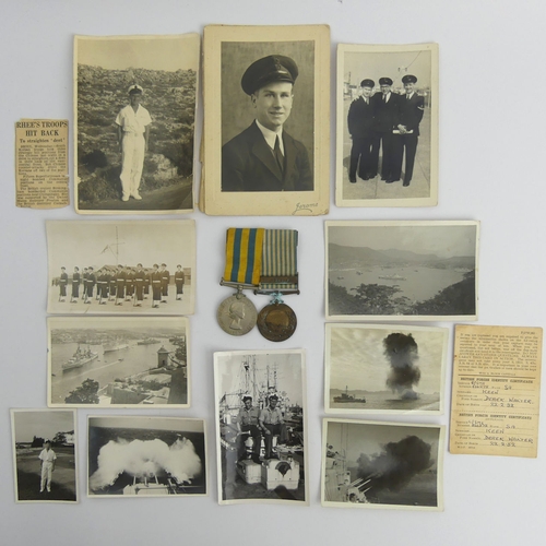 204 - Korea Service Medals for Derek Walter Keen along with paperwork and photographs. UK Postage £12.