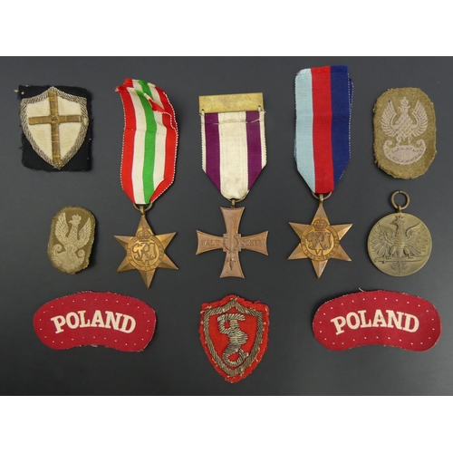 209 - British 1939-45 Star, Italy Star, Polish Cross of Valour, Polish active service medal, British 8th A... 