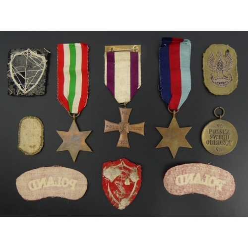 209 - British 1939-45 Star, Italy Star, Polish Cross of Valour, Polish active service medal, British 8th A... 